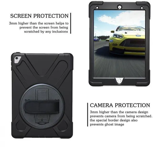 Alt view image 5 of 7 - Werleo iPad Pro 9.7 Case ipad 9.7 Case Shockproof Full-Body Heavy Duty Protective Case with a 360 Degree Swivel Kickstand Hand Strap Shoulder Strap for Apple iPad Pro 9.7 inch Model A1673 A1674 A1675