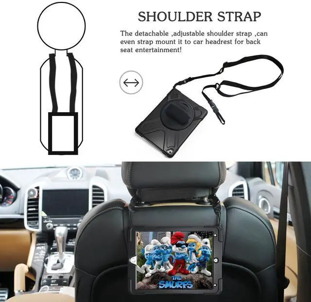 Alt view image 6 of 7 - Werleo iPad Pro 9.7 Case ipad 9.7 Case Shockproof Full-Body Heavy Duty Protective Case with a 360 Degree Swivel Kickstand Hand Strap Shoulder Strap for Apple iPad Pro 9.7 inch Model A1673 A1674 A1675