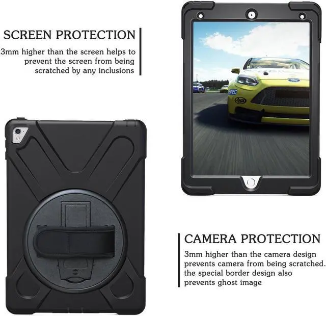 Alt view image 4 of 7 - Werleo iPad Pro 9.7 Case ipad 9.7 Case Shockproof Full-Body Heavy Duty Protective Case with a 360 Degree Swivel Kickstand Hand Strap Shoulder Strap for Apple iPad Pro 9.7 inch Model A1673 A1674 A1675