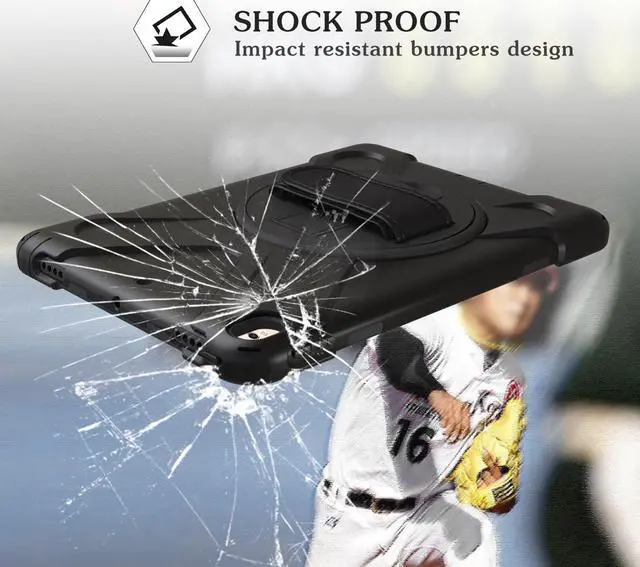 Alt view image 5 of 7 - iPad Pro 10.5 Case Rugged Heavy Duty ShockProof Silicone Protective Cover with 360 Degree Rotating Stand & hand / shoulder strap for Apple New iPad 10.5 inch Model A1701 A1709 Cover Shell
