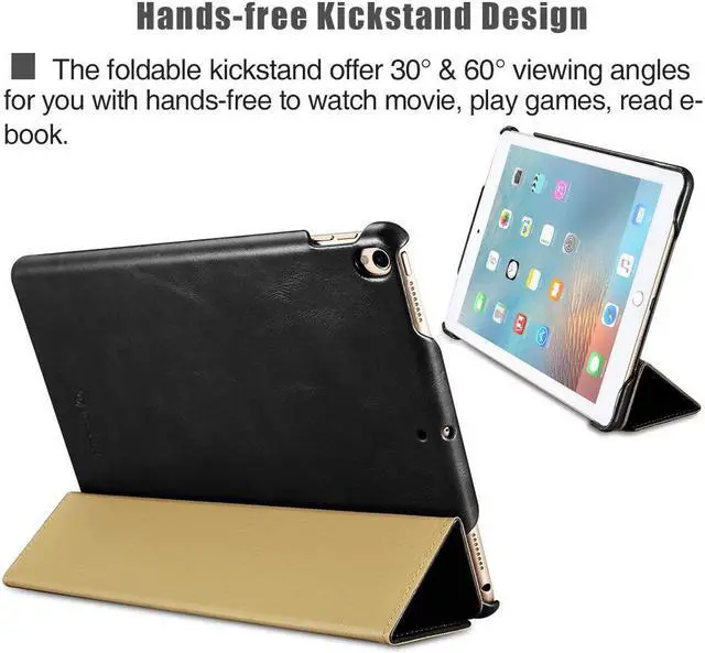 Alt view image 3 of 7 - iPad Pro 10.5 Case Genuine Leather Case Ultra Slim Lightweight Folio Flip Case Smart Cover Auto Wake / Sleep Function Magnetic Closure Kickstand for Apple iPad Pro 10.5 2017