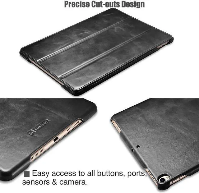 Alt view image 7 of 7 - iPad Pro 10.5 Case Genuine Leather Case Ultra Slim Lightweight Folio Flip Case Smart Cover Auto Wake / Sleep Function Magnetic Closure Kickstand for Apple iPad Pro 10.5 2017
