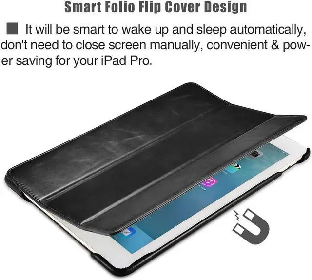 Alt view image 4 of 7 - iPad Pro 10.5 Case Genuine Leather Case Ultra Slim Lightweight Folio Flip Case Smart Cover Auto Wake / Sleep Function Magnetic Closure Kickstand for Apple iPad Pro 10.5 2017