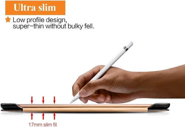 Alt view image 5 of 7 - iPad Pro 9.7 Leather Case Vintage Genuine Leather Side Open Flip Folio Style Smart Cover in Ultra Slim Design with Stand & Auto Wake / Sleep Functions for Apple iPad Pro 9.7 Inch Cover