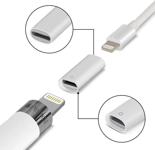 Alt view image 3 of 7 - 2 Pack Adapter Replacement for Apple Pencil Pen Charging Adapter Female to Female Connector Lightning Cable Adapter for Apple iPad Pro 12.9 9.7 Pencil