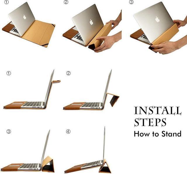 Alt view image 7 of 7 - Macbook Air 13 inch Case One-piece designed PU Leather Premium Quality Book Cover Folio Flip Case Sleeve Protective Cover with Stand Function for Apple Macbook Air 13" Model A1369 / A1466 Case