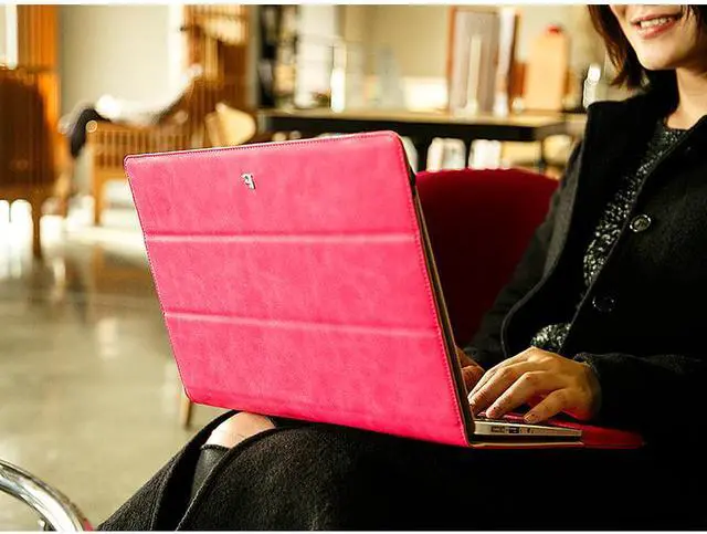 Alt view image 4 of 7 - New Macbook 12 inch Case Premium Quality PU Leather Book Cover Folio Flip Case laotop Sleeve Protective Cover with Stand for Apple New Macbook Air 12" with Retina Display Model A1534 Case