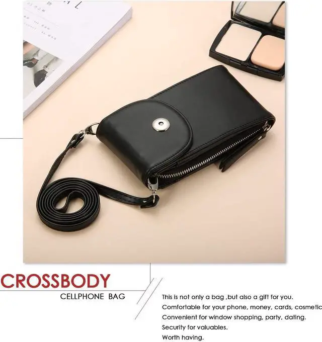 Alt view image 6 of 7 - Crossbody Cell Phone Bag Cellphone Wallet Purse PU Leather 3 Layers Storage Phone Pouch Women Handbag with Shoulder Strap for iPhone X 8 6 7 Samsung S7 S6 Smartphone under 5.5 Inch