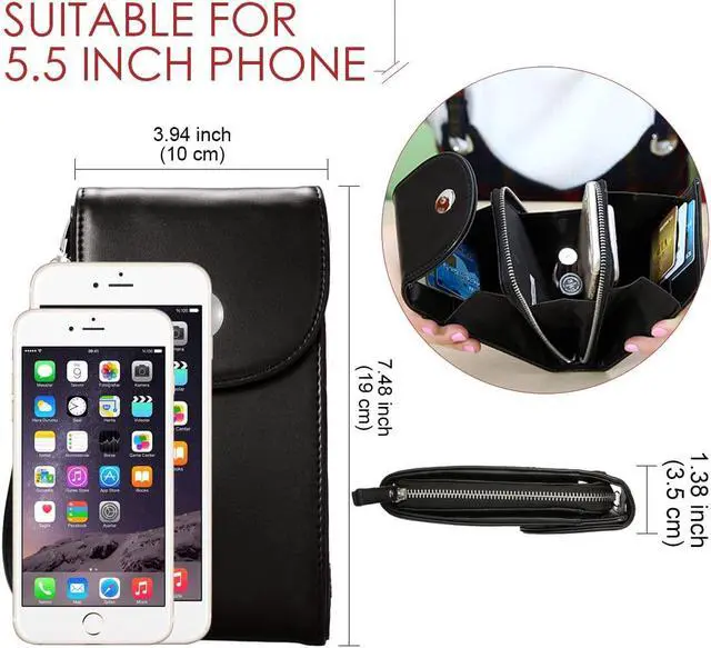 Alt view image 5 of 7 - Crossbody Cell Phone Bag Cellphone Wallet Purse PU Leather 3 Layers Storage Phone Pouch Women Handbag with Shoulder Strap for iPhone X 8 6 7 Samsung S7 S6 Smartphone under 5.5 Inch
