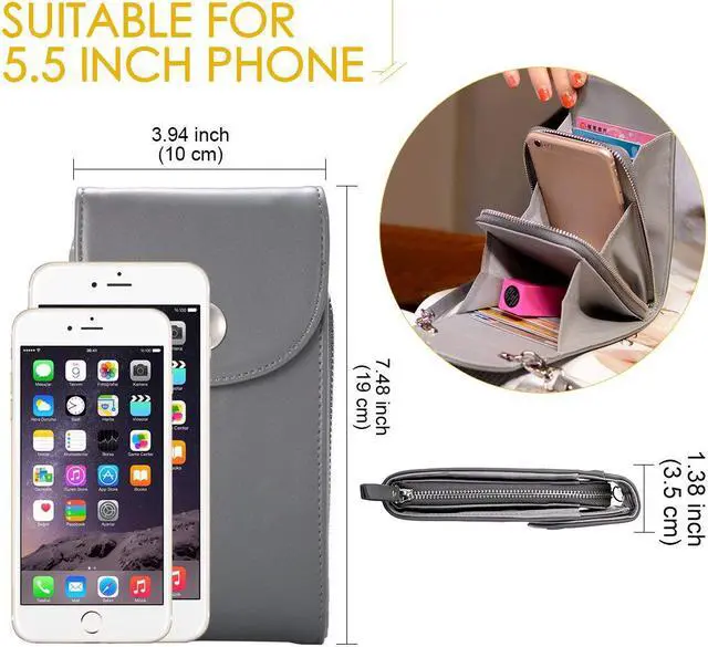 Alt view image 5 of 7 - Crossbody Cell Phone Bag Cellphone Wallet Purse PU Leather 3 Layers Storage Phone Pouch Women Handbag with Shoulder Strap for iPhone X 8 6 7 Samsung S7 S6 Smartphone under 5.5 Inch
