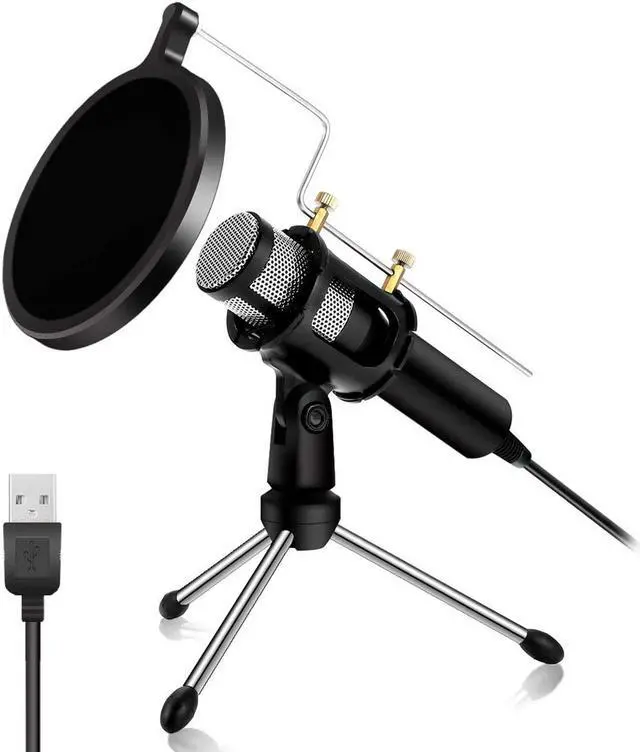 Main image of Condenser Microphone Portable Mini Recording Microphone with Tripod Stand USB Plug Play Home Studio Microphones for PC Computer Online Chat Voice Recording Skype Tablets Laptops YouTube iPhone Phone