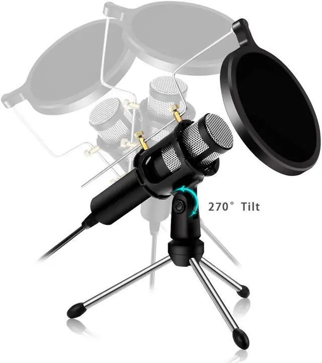 Alt view image 3 of 7 - Condenser Microphone Portable Mini Recording Microphone with Tripod Stand USB Plug Play Home Studio Microphones for PC Computer Online Chat Voice Recording Skype Tablets Laptops YouTube iPhone Phone