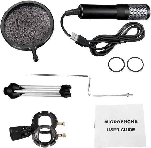 Alt view image 7 of 7 - Condenser Microphone Portable Mini Recording Microphone with Tripod Stand USB Plug Play Home Studio Microphones for PC Computer Online Chat Voice Recording Skype Tablets Laptops YouTube iPhone Phone