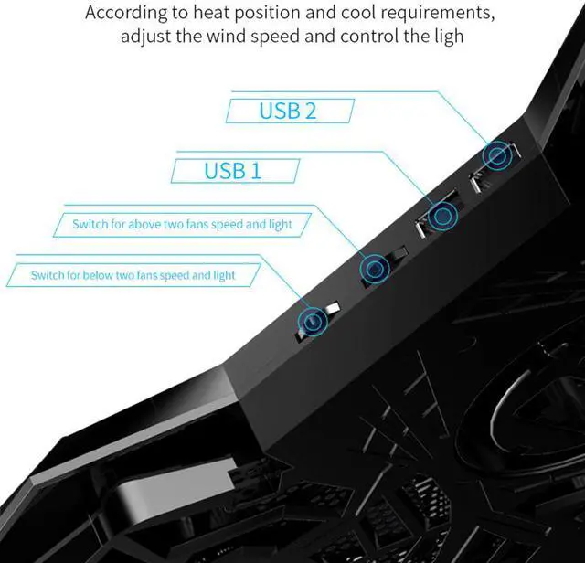 Alt view image 3 of 7 - Werleo Laptop Cooler with Stand The Most Powerful Slim Gaming PC Fan Cooler for Computer Rapid Cooling Action 4 LED Fans Quiet USB Laptop Cooling Pad