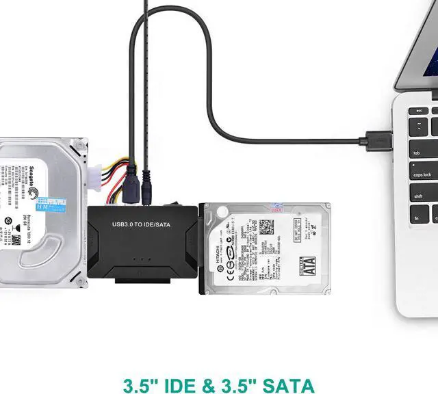 Alt view image 6 of 7 - USB 3.0 to IDE SATA Adapter USB 3.0 to Hard Drive Converter Cable with Power Switch for 2.5" 3.5" SATA IDE SSD Hard Drive Disks Support 4TB Include 12V 2APower Adapter & USB 3.0 Cable
