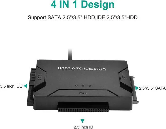 Alt view image 3 of 7 - USB 3.0 to IDE SATA Adapter USB 3.0 to Hard Drive Converter Cable with Power Switch for 2.5" 3.5" SATA IDE SSD Hard Drive Disks Support 4TB Include 12V 2APower Adapter & USB 3.0 Cable
