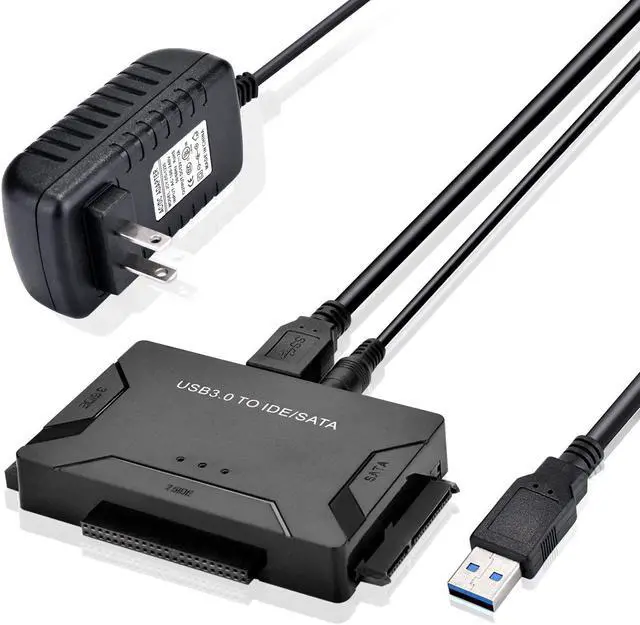 Main image of USB 3.0 to IDE SATA Adapter USB 3.0 to Hard Drive Converter Cable with Power Switch for 2.5" 3.5" SATA IDE SSD Hard Drive Disks Support 4TB Include 12V 2APower Adapter & USB 3.0 Cable