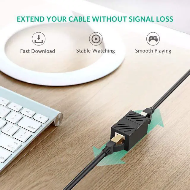 Alt view image 3 of 7 - WERLEO RJ45 Coupler 5 Pack In Line Coupler Cat7 Cat6 Cat5e Ethernet Cable Extender Adapter Female to Female Black