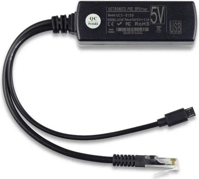 Alt view image 3 of 6 - Werleo PoE Splitter Gigabit 5V Micro USB Power and Ethernet to Raspberry Pi 3B+ Work with Echo Dot Most Micro USB Security Camera Dropcam or Raspberry Pi and Tablet IEEE 802.3af Compliant
