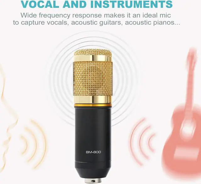 Alt view image 3 of 7 - Werleo Condenser Microphone XLR to 3.5mm Podcasting Studio Recording Condenser Microphone Kit Computer Mics with Adjustable Mic Suspension Scissor Arm Metal Shock Mount Double-layer Pop Filter Gold