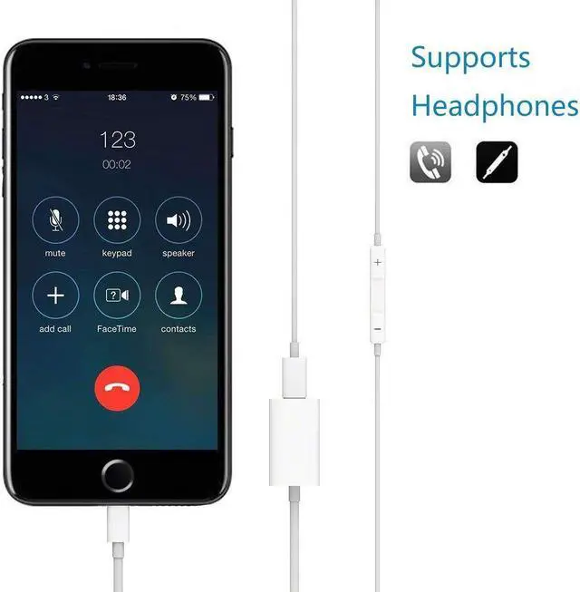 Alt view image 4 of 7 - Werleo 2 in 1 Dual Lightning Splitter Compatible iPhone Lingtning Headphone Audio Adapter Splitter For iPhone 7 Plus 8 Plus iPhone X