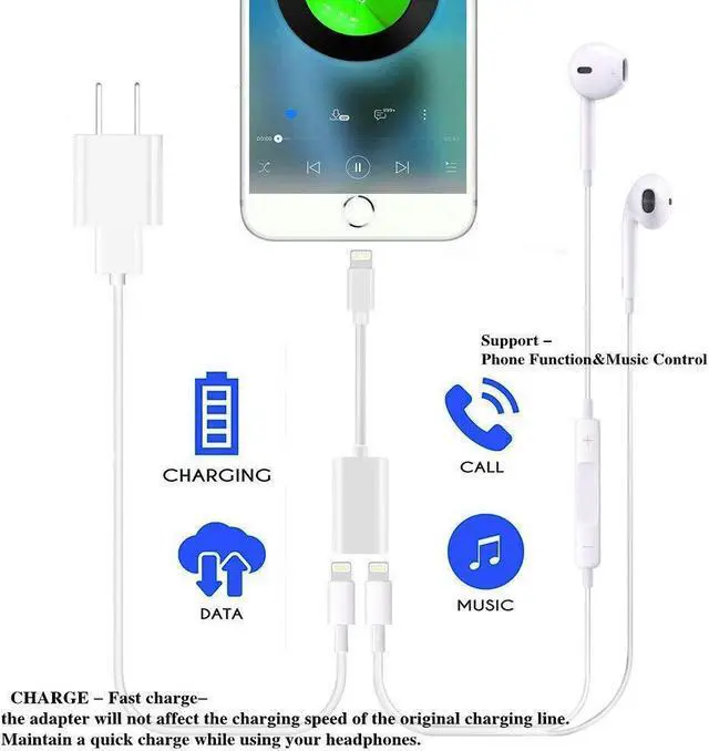 Alt view image 3 of 7 - Werleo 2 in 1 Dual Lightning Splitter Compatible iPhone Lingtning Headphone Audio Adapter Splitter For iPhone 7 Plus 8 Plus iPhone X