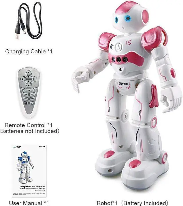 Alt view image 3 of 7 - Smart Robot Toys Gesture Control Remote Control Robot JJRC Robot Gift for Boys Girls Kids Dancing Singing LED Eyes Gesture Sensing Robot Kit For Childrens Entertainment Rechargeable RC Robot Kit Pink