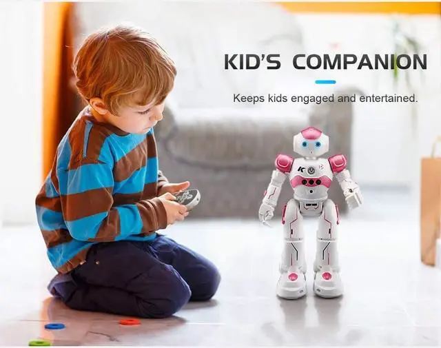 Alt view image 7 of 7 - Smart Robot Toys Gesture Control Remote Control Robot JJRC Robot Gift for Boys Girls Kids Dancing Singing LED Eyes Gesture Sensing Robot Kit For Childrens Entertainment Rechargeable RC Robot Kit Pink