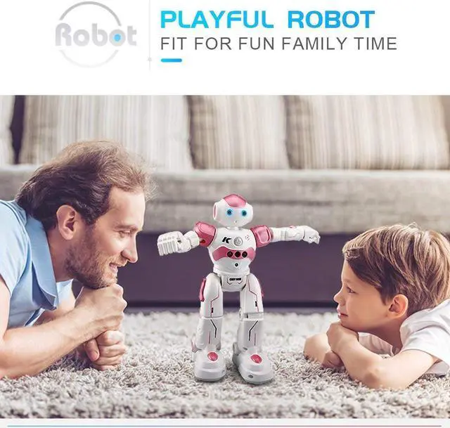 Alt view image 4 of 7 - Smart Robot Toys Gesture Control Remote Control Robot JJRC Robot Gift for Boys Girls Kids Dancing Singing LED Eyes Gesture Sensing Robot Kit For Childrens Entertainment Rechargeable RC Robot Kit Pink