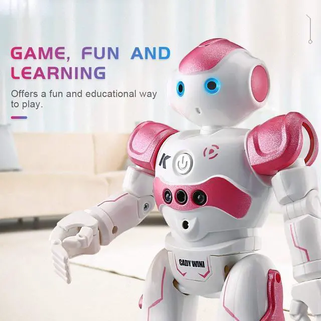 Alt view image 2 of 7 - Smart Robot Toys Gesture Control Remote Control Robot JJRC Robot Gift for Boys Girls Kids Dancing Singing LED Eyes Gesture Sensing Robot Kit For Childrens Entertainment Rechargeable RC Robot Kit Pink