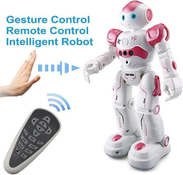 Main image of Smart Robot Toys Gesture Control Remote Control Robot JJRC Robot Gift for Boys Girls Kids Dancing Singing LED Eyes Gesture Sensing Robot Kit For Childrens Entertainment Rechargeable RC Robot Kit Pink