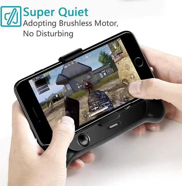 Alt view image 2 of 7 - Remax Cell Phone Cooling Pad Radiator Fan with 2000mAh Li-ion Back Up Battery Muti-Functional Gaming Cooler Handle Grip Charger Stand Holder for 4-6 Inch Smartphone iPhone Samsung Black