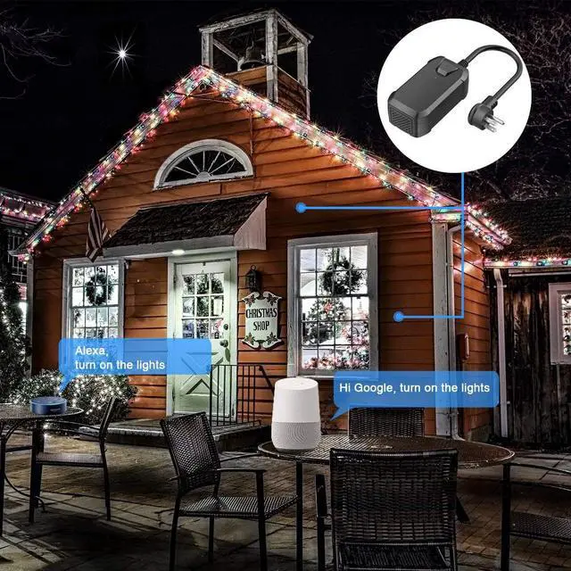 Alt view image 5 of 7 - Wifi Outdoor Smart Plug Outlet Remote Control Wireless Outlet Waterproof Smart Electrical Outlet Socket with Timer Works with Alexa and Google Home for Voice Control Wifi Enable Smartphone APP Control