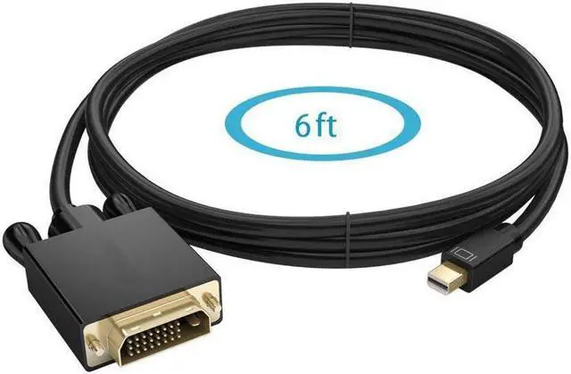 Alt view image 2 of 5 - Mini DisplayPort to DVI Cable 6 Feet Mini DP to DVI Cable Male to Male Gold-plated Cord for MacBook iMac LG51 Surface Pro Dock Computer Monitor