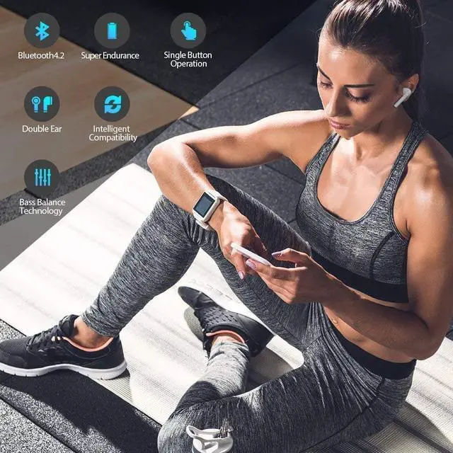 Alt view image 2 of 7 - Bluetooth Earphone Wireless Earbuds Bluetooth Headphone Sports Headset Noise Canceling Stereo in Ear Earbuds with Built-in Microphone and Charging Case for iPhone XS MAX Samsung and More