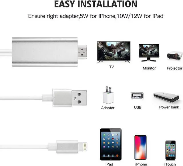 Alt view image 5 of 7 - Compatible with iPad iPhone HDMI Adapter iPhone to HDMI Cable Werleo 6ft Digital AV Adapter Cord HDMI Converter Support 1080P HDTV Compatible with iPhone X 8 7 6 Plus iPad to TV Projector Monitor