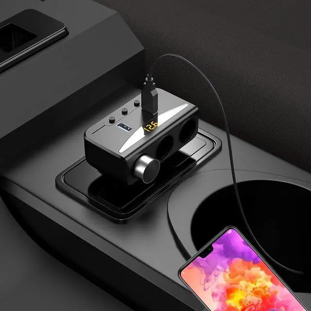Alt view image 7 of 7 - Cigarette Lighter Splitter 3-in-1 12v / 24v 120W 3-Socket Cigarette Lighter 3.1A Car Charger Power Adapter with Voltage Display Dual USB Car Charger DC Outlet Splitter with On Off Switch