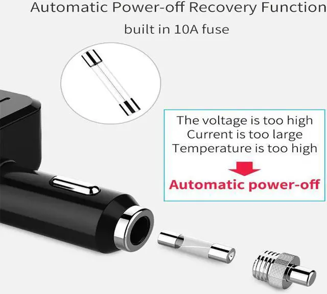 Alt view image 3 of 7 - Cigarette Lighter Splitter 3-in-1 12v / 24v 120W 3-Socket Cigarette Lighter 3.1A Car Charger Power Adapter with Voltage Display Dual USB Car Charger DC Outlet Splitter with On Off Switch