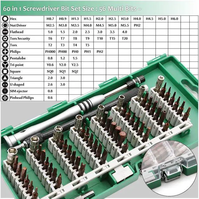 Alt view image 4 of 7 - Werleo Precision Screwdriver Set 60 in 1 Magnetic Driver Kit with 56 Mini Multi Bit Sets Professional Repair Tool Kit for Iphone Ipad Macbook PC Laptop Tablet PS4 Xbox Watches Smartphones