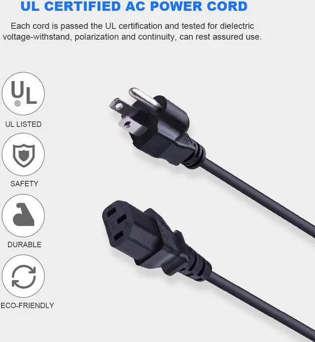 Alt view image 4 of 5 - Power Cord AC Power Extension Cable NEMA5-15P to IEC320C13 18 AWG SVT 125~250V Universal Power Cord for Desktop PC Computer Scanner Printer Monitor and Power Supply Replacement Cable