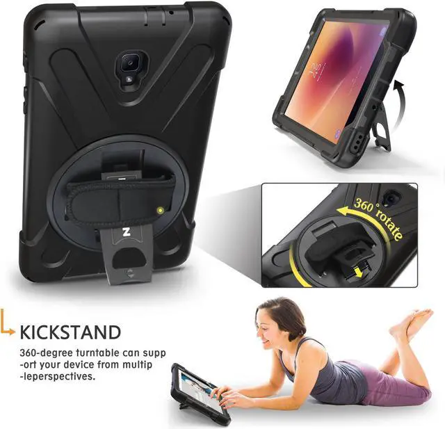 Alt view image 2 of 7 - Samsung Galaxy Tab A 8.0 2017 Case Werleo Rugged Protective Case with 360 Degree Rotatable Stand Hand Handle Strap Shoulder Strap Samsung Tab 8.0" T380 T385 Tablet Cover for Kids Boys Girls