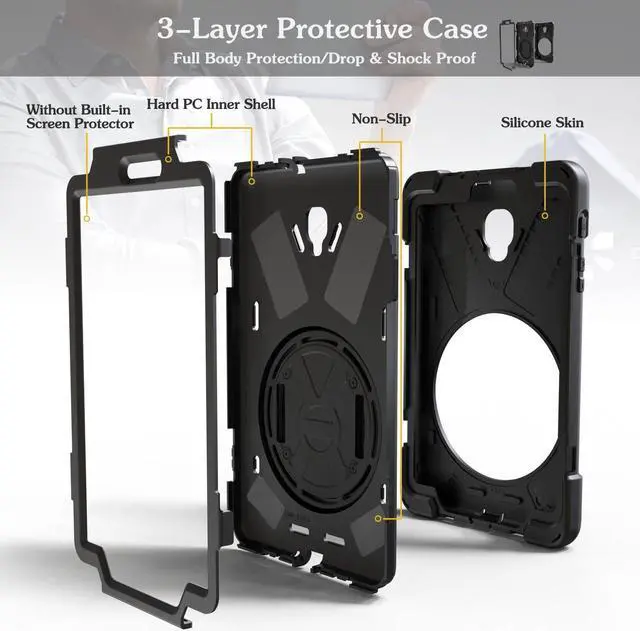 Alt view image 6 of 7 - Samsung Galaxy Tab A 8.0 2017 Case Werleo Rugged Protective Case with 360 Degree Rotatable Stand Hand Handle Strap Shoulder Strap Samsung Tab 8.0" T380 T385 Tablet Cover for Kids Boys Girls