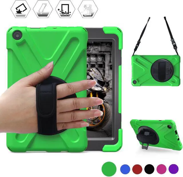 Main image of Werleo All New Amazon Fire 7 2017 Tablet Case Shockproof Cover Full Body Protective Case With Hand Strap and Shoulder Strap Heavy Duty Case For Amazon Fire 7 2017 Release 7th Generation