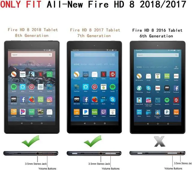Alt view image 3 of 7 - All New Amazon Fire HD 8 Case Shockproof Cover Heavy Duty Full Body Protective Case For Amazon Kindle Fire HD 8 2018 / 2017 Release 7th / 8th Generation Only With Stand Hand Strap and Shoulder Strap