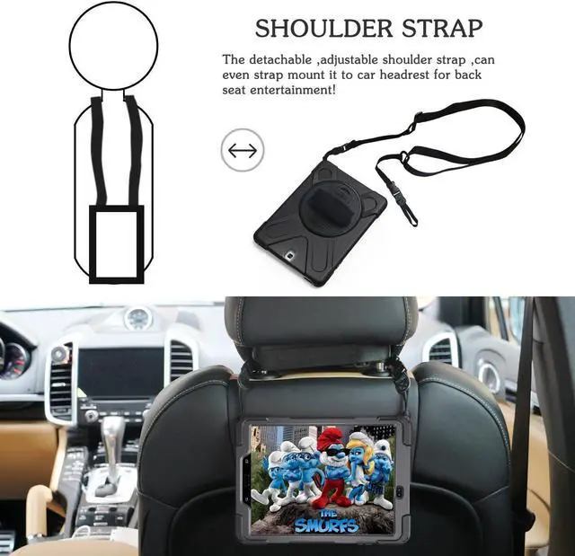 Alt view image 6 of 7 - Samsung Galaxy Tab A 9.7 Case Werleo Full-Body Shock Proof Hybrid Heavy Duty Armor Protective Case for Samsung Galaxy Tab A 9.7 SM-T550 SM-P550 Case with Kickstand Hand Strap and Shoulder Strap