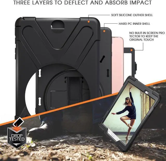 Alt view image 6 of 7 - Samsung Galaxy Tab A 9.7 Case Werleo Full-Body Shock Proof Hybrid Heavy Duty Armor Protective Case for Samsung Galaxy Tab A 9.7 SM-T550 SM-P550 Case with Kickstand Hand Strap and Shoulder Strap