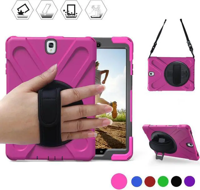 Main image of Samsung Galaxy Tab S2 8.0 Case Heavy Duty Full-Body Rugged Protective Case for Samsung Tab S2 8.0 inch Model SM-T710 SM-T715 SM-T713 Cover with 360 Degree Swivel Kickstand Hand Strap Shoulder Strap