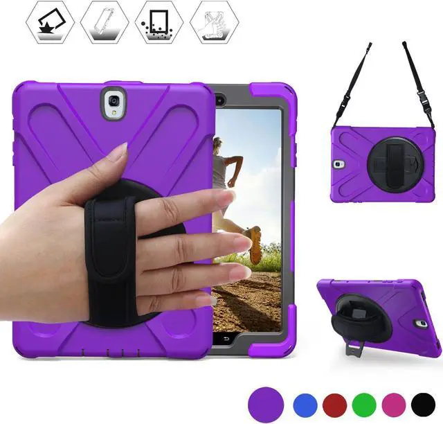 Main image of Samsung Galaxy Tab S2 8.0 Case Heavy Duty Full-Body Rugged Protective Case for Samsung Tab S2 8.0 inch Model SM-T710 SM-T715 SM-T713 Cover with 360 Degree Swivel Kickstand Hand Strap Shoulder Strap
