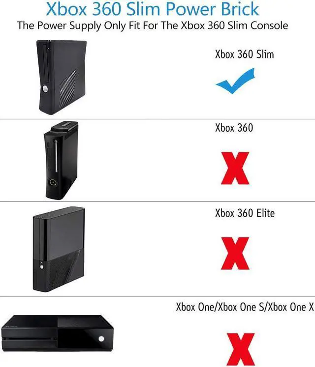 Alt view image 6 of 7 - Werleo Xbox 360 Slim AC Adapter Power Supply Brick for Puning Power Supply 135W Power Supply Charger Cord  Replacement Charger for Xbox 360 Slim Console 100-120V Black