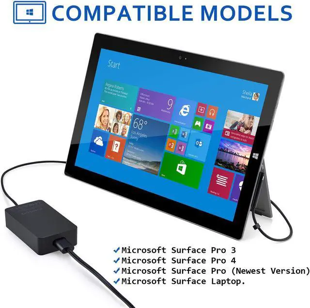 Alt view image 6 of 6 - Werleo Surface Pro 4 Charger Surface Pro 3 Charger Surface Pro Charger 36W 12V 2.58A Power Supply For Microsoft Surface Pro 3 Surface Pro 4 i5 i7 Surface Laptop